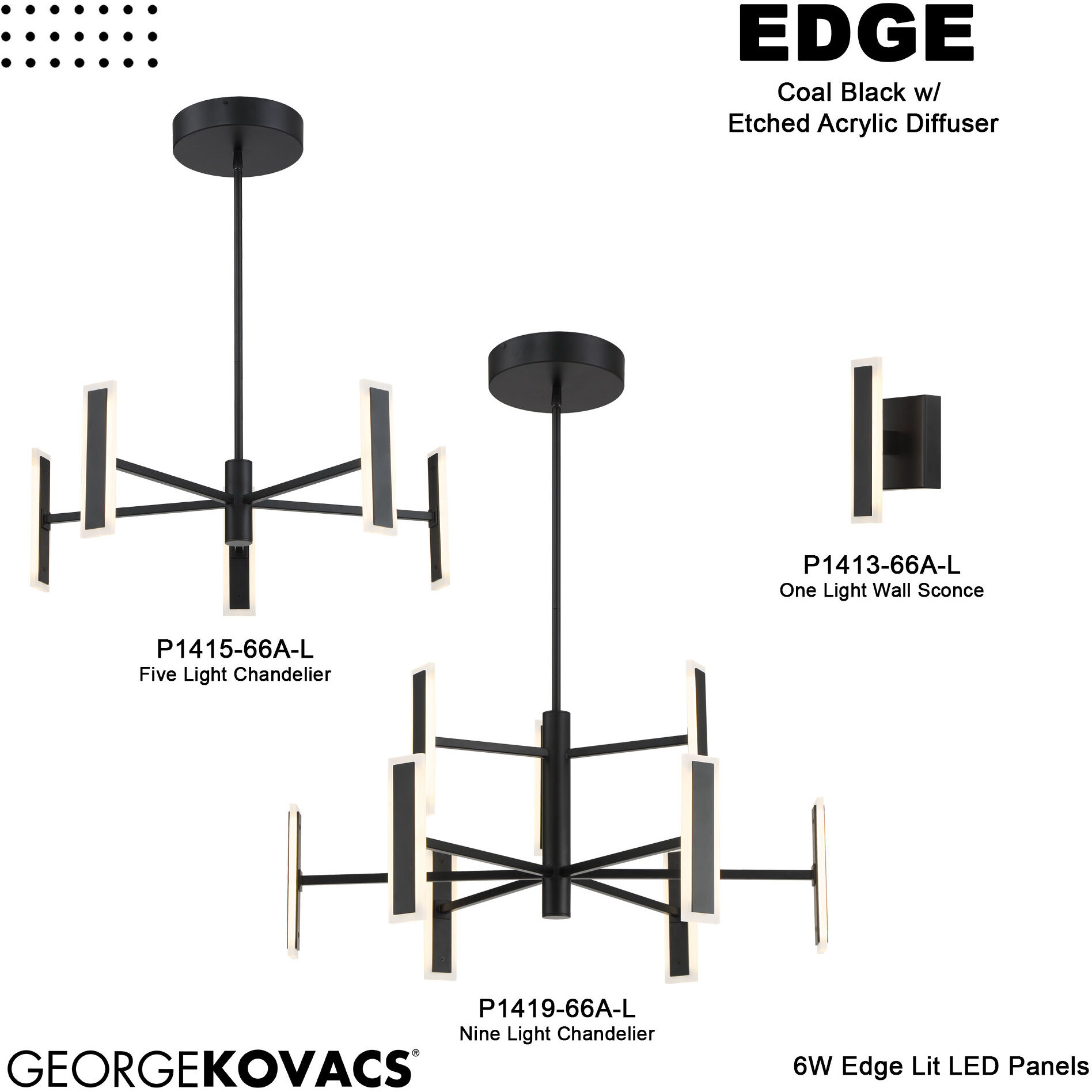 Edge LED 54 inch Coal Chandelier Ceiling Light